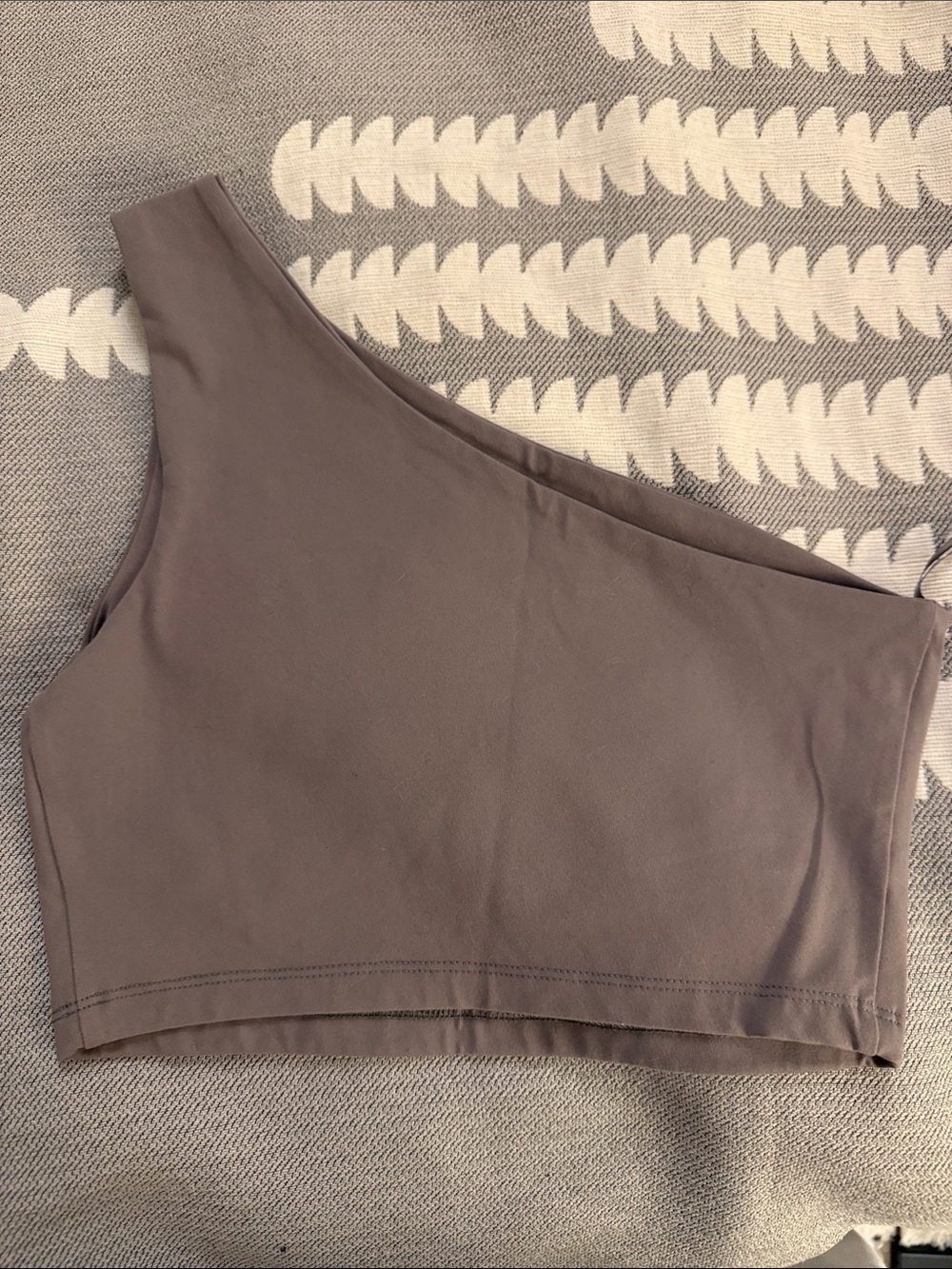 Susana Monaco Asymmetric One-Shoulder Crop Top in Taupe